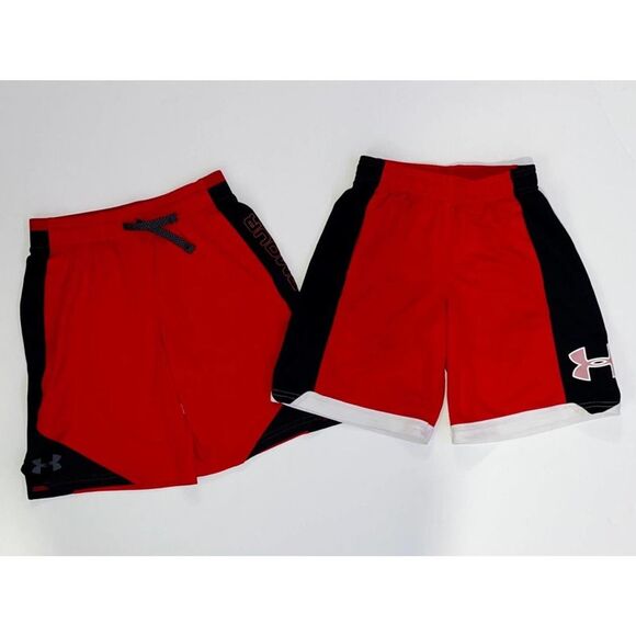 Set of 2 Under Armour Boys Shorts YSM Red - Picture 1 of 2